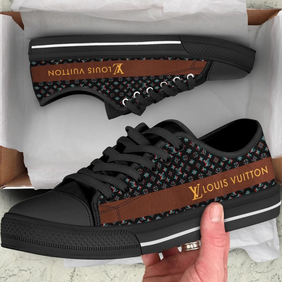 Louis vuitton black monogram low top canvas shoes sneakers hot best lv for men women hot 2023