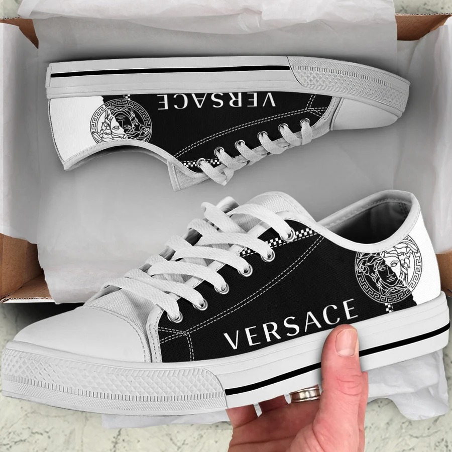 Gianni versace black white low top canvas shoes sneakers hot best for men women hot 2023