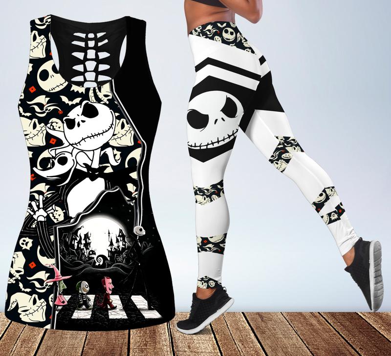 Jack skellington tank top leggings sport clothing clothes outfit gym for women hot 2023