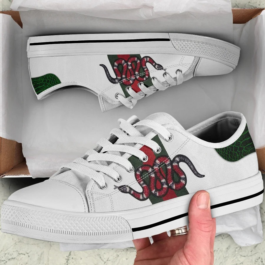 Gucci white snake low top canvas shoes sneakers hot best for men women hot 2023