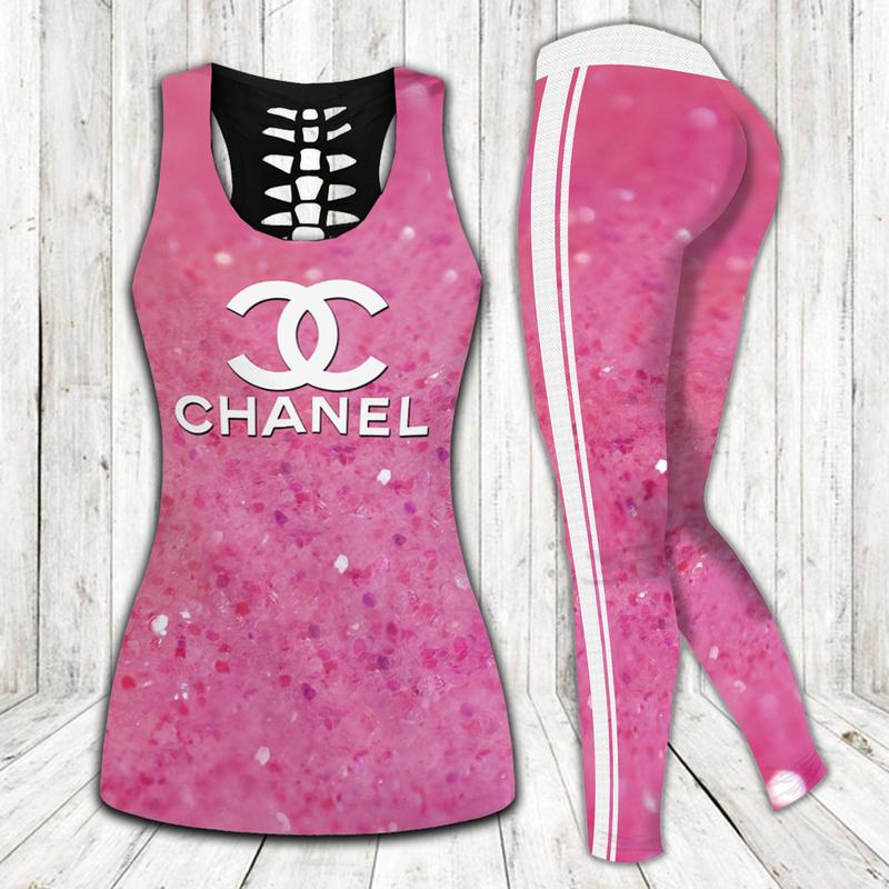 Chanel twinkle tank top leggings luxury brand clothing clothes outfit gym for women hot 2023