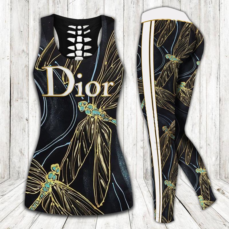 Dior dragonfly tank top leggings luxury brand clothing clothes outfit gym for women hot 2023