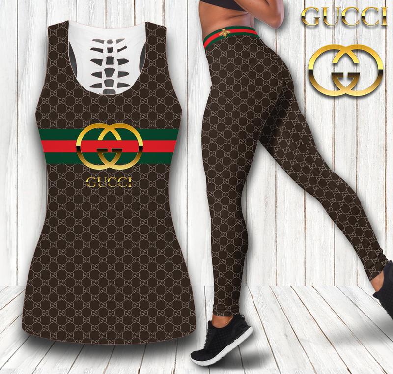 Gucci brown tank top leggings luxury brand clothing clothes outfit gym for women hot 2023