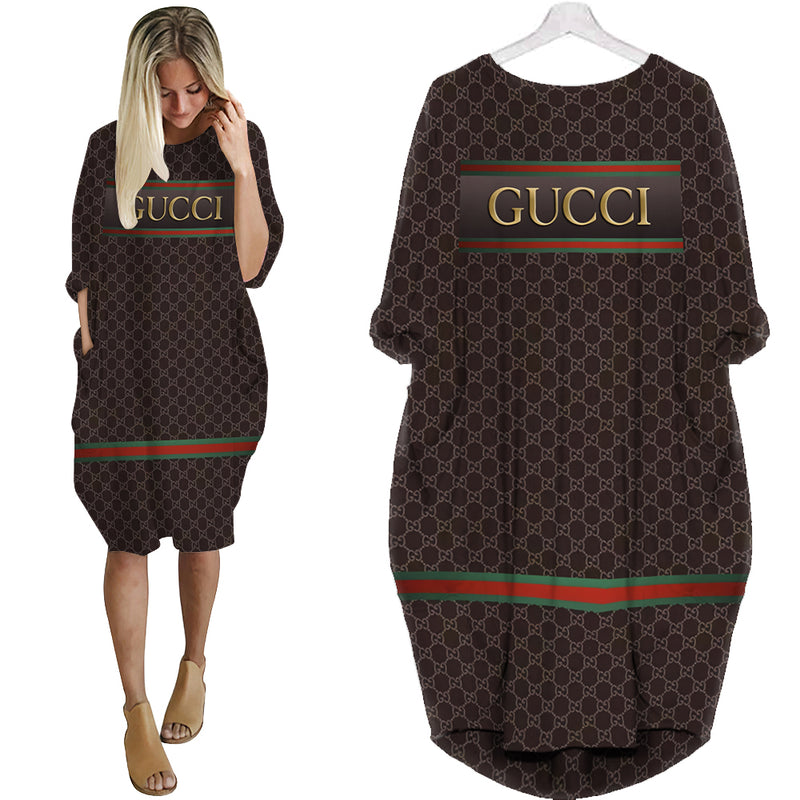 Gucci brown batwing pocket dress luxury brand clothing clothes outfit for women hot 2023