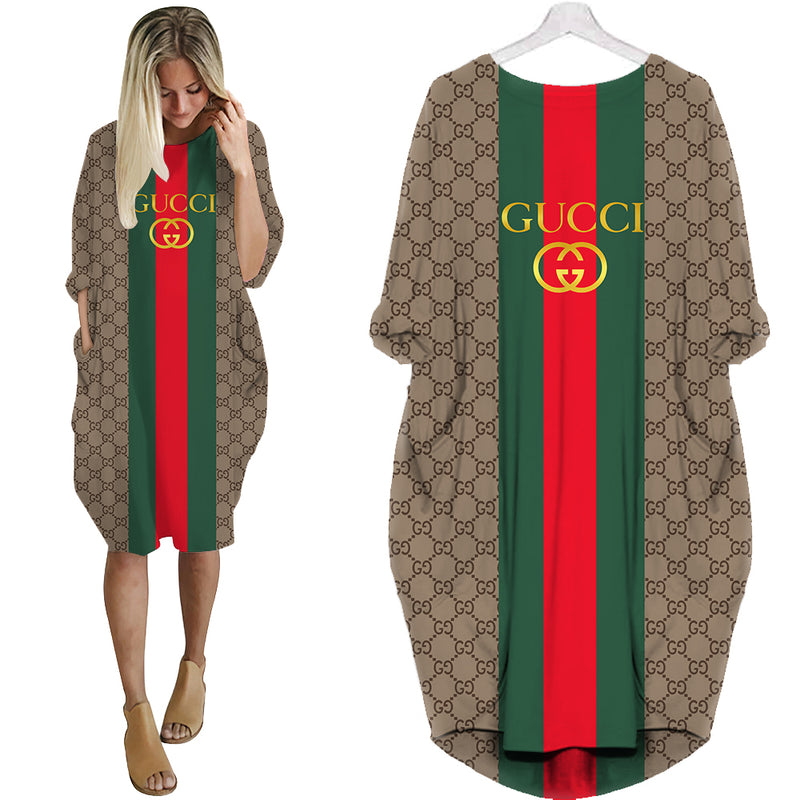 Gucci stripe batwing pocket dress luxury brand clothing clothes outfit for women hot 2023