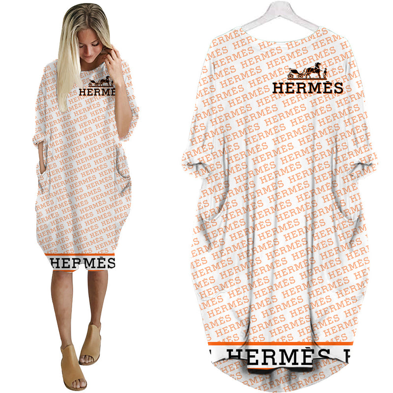 Hermes white batwing pocket dress luxury brand clothing clothes outfit for women hot 2023