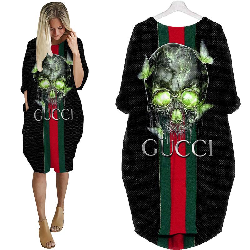 Gucci skull batwing pocket dress luxury brand clothing clothes outfit for women hot 2023
