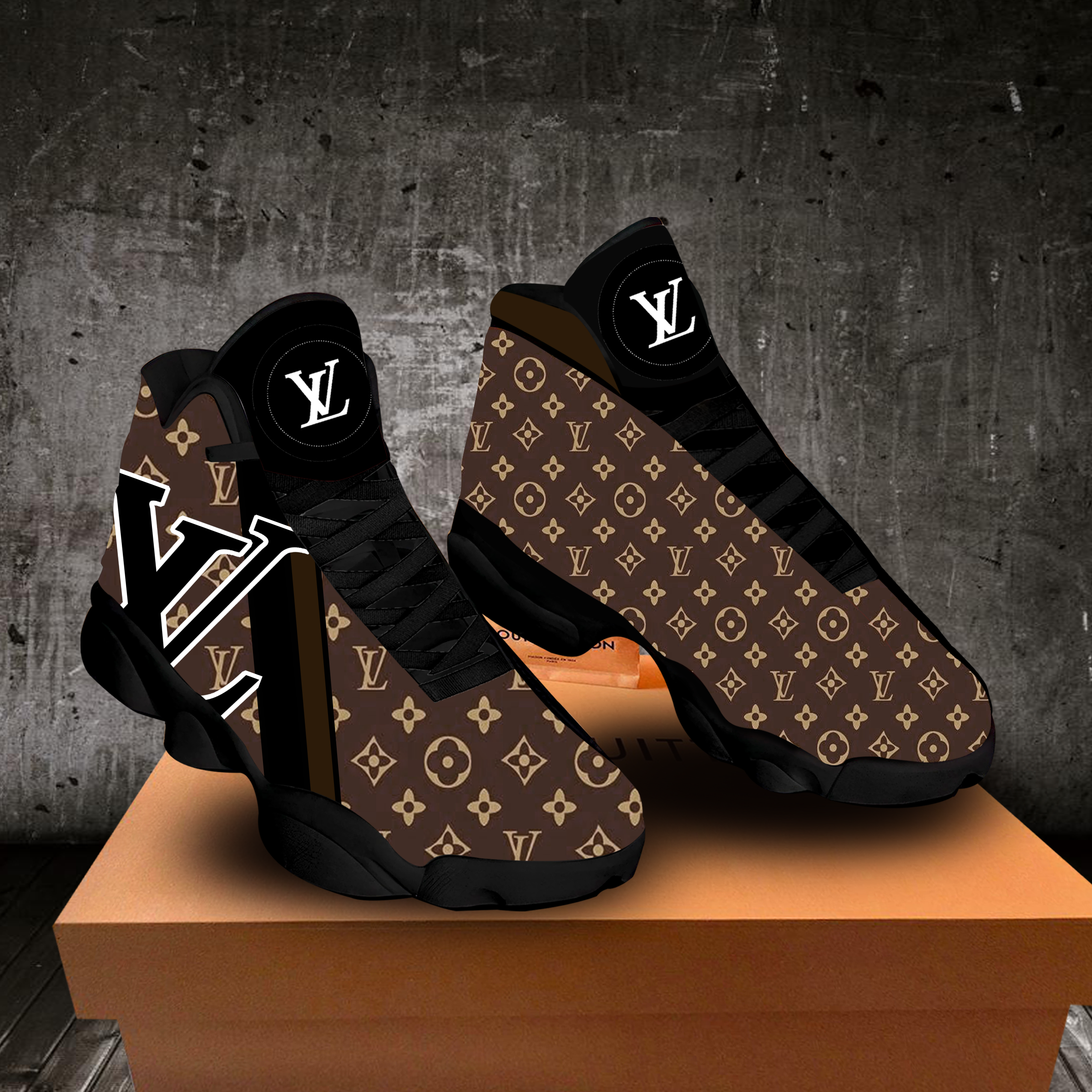 Louis vuitton brown air jordan 13 sneakers shoes hot louis vuitton for men women hot 2023