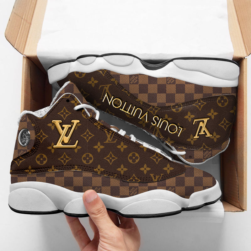 Louis vuitton brown air jordan 13 sneakers shoes louis vuitton hot for men women hot 2023