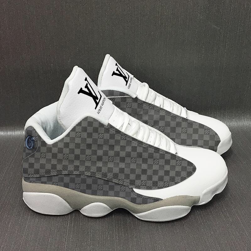 Louis vuitton grey white air jordan 13 sneakers shoes hot gifts for men women hot 2023