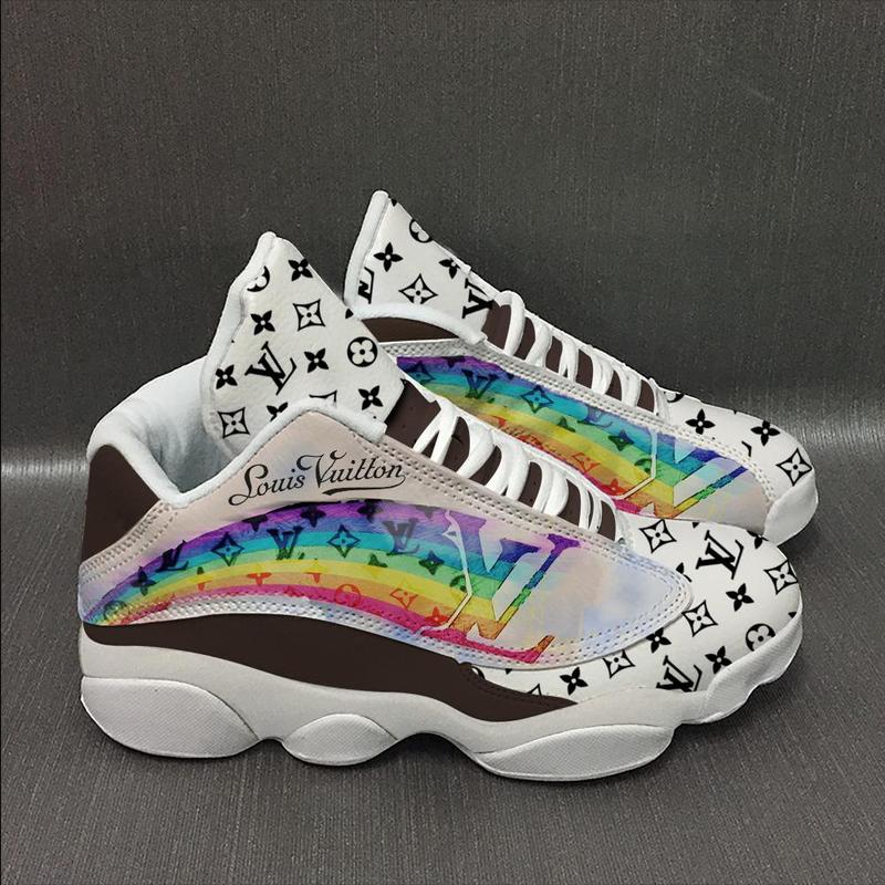 Louis vuitton rainbow air jordan 13 sneakers shoes hot gifts for men women hot 2023
