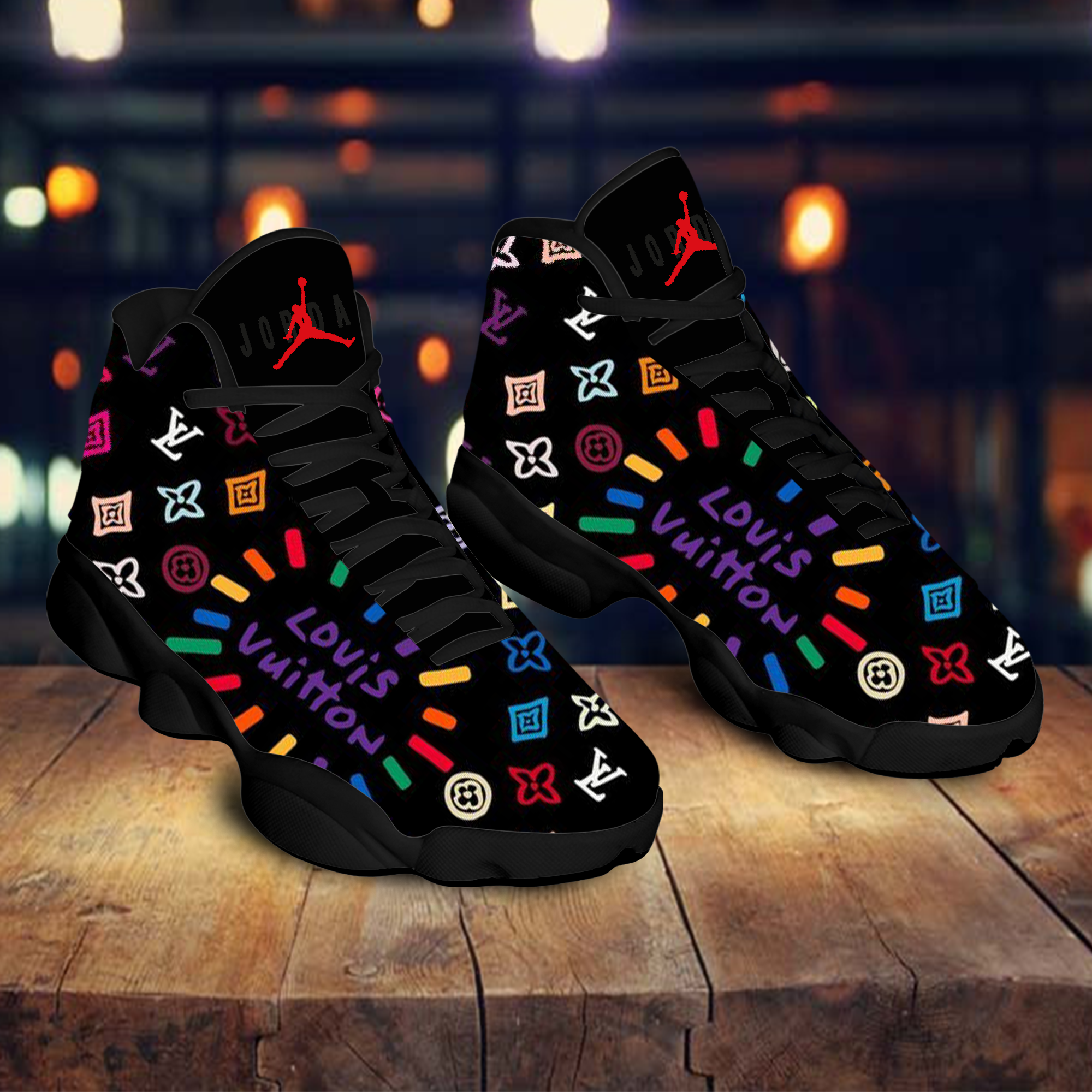 Louis vuitton multicolor air jordan 13 sneakers shoes hot louis vuitton gifts for men women hot 2023