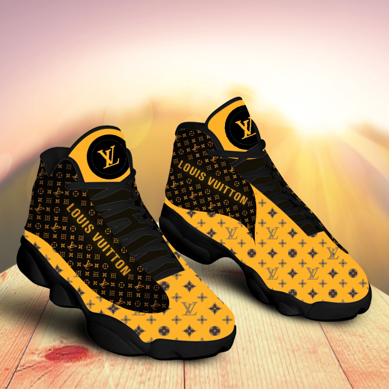Louis vuitton yellow brown air jordan 13 sneakers shoes hot louis vuitton gifts for men women hot 2023
