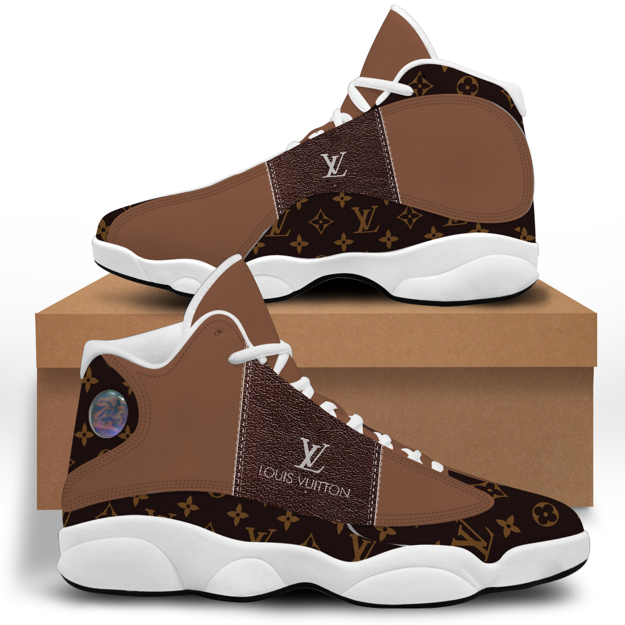 Louis vuitton brown air jordan 13 sneakers shoes louis vuitton gifts for men women hot 2023