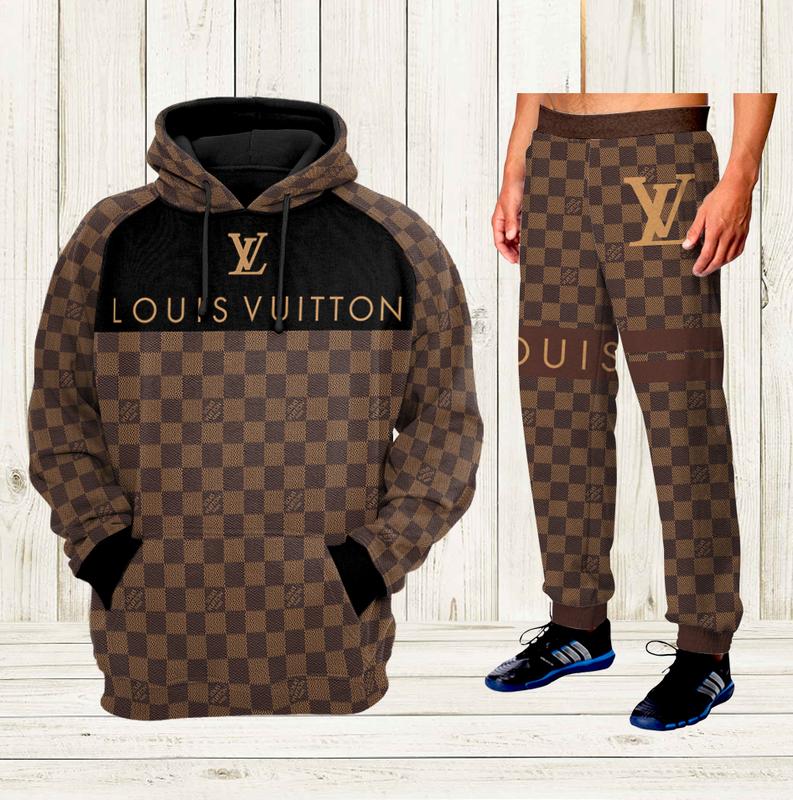 Louis vuitton brown hoodie sweatpants pants hot 2023 lv luxury brand clothing clothes outfit for men
