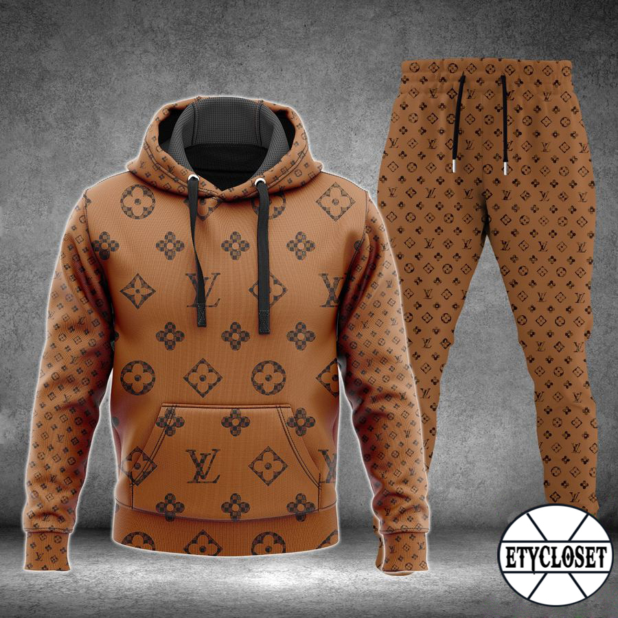 Louis vuitton brown hoodie sweatpants pants hot 2023 lv luxury brand clothing clothes outfit for men