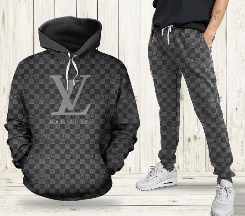 Louis vuitton grey hoodie sweatpants pants hot 2023 lv luxury brand clothing clothes outfit for men
