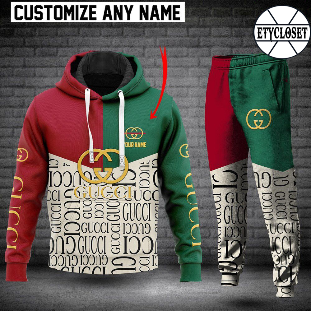 Personalized gucci green hoodie sweatpants pants hot 2023 luxury brand clothing clothes outfit for men