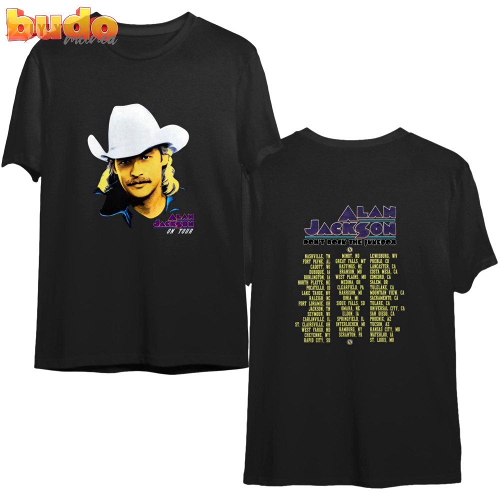 1992 alan jackson don’t rock the juke box tour t-shirt, alan jackson on tour 92 t-shirt