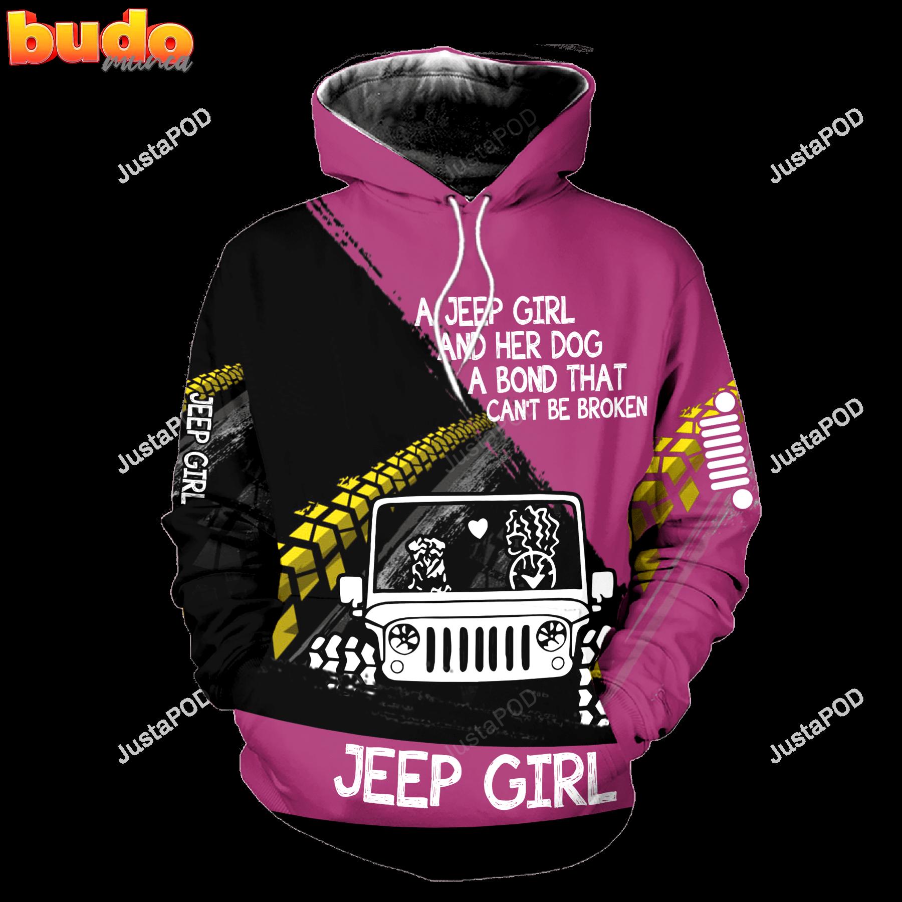 A jeep girl and her dog 3d all print hoodie, zip- up hoodie