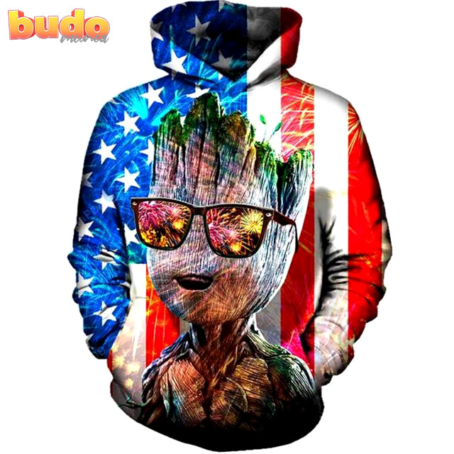 American flag groot 3d all print hoodie, zip- up hoodie