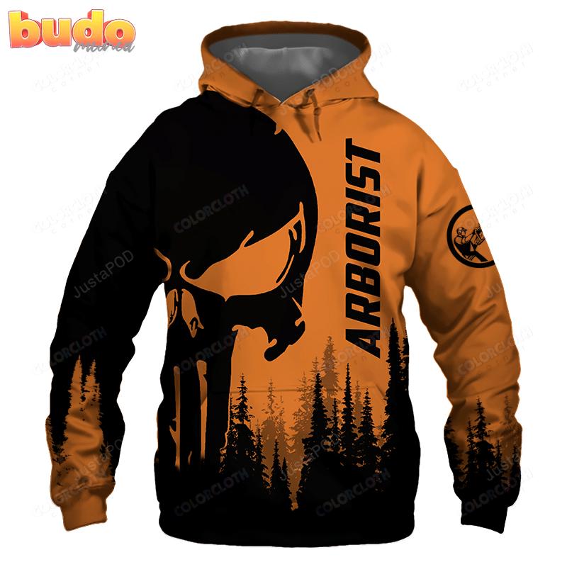 Arborist punisher skull 3d all print hoodie, zip- up hoodie