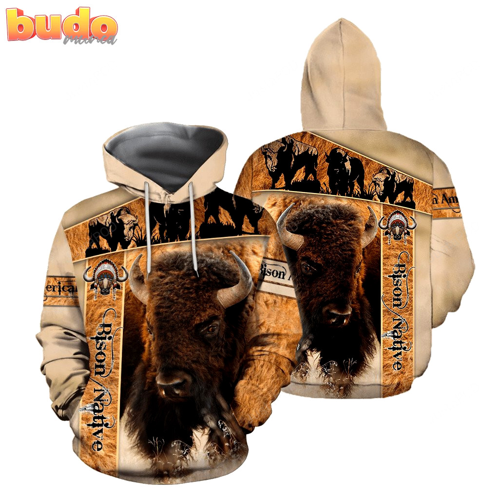 Bison native american 3d all print hoodie, zip- up hoodie