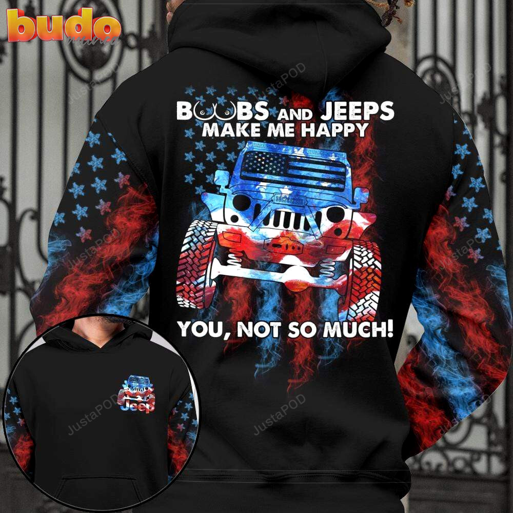 Boobs and jeeps make me happy 3d all print hoodie, zip- up hoodie