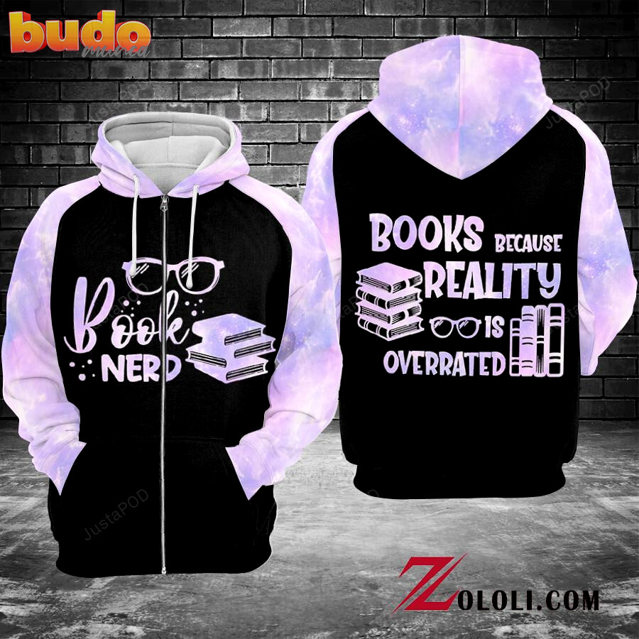 Book nerd 3d all print hoodie, zip- up hoodie