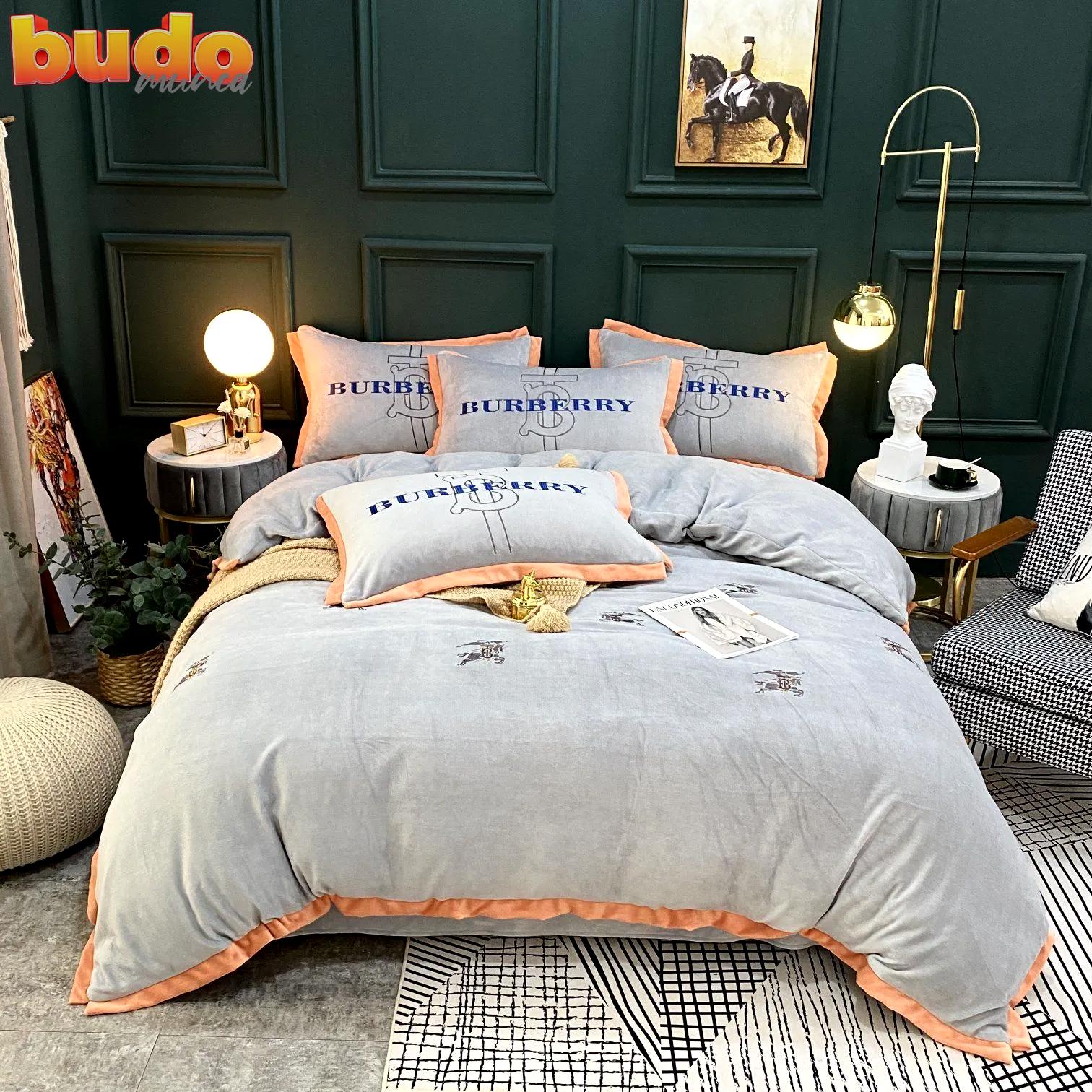 Burberry grey fashion new bedding set quilt sets duvet cover luxury brand bedding decor bedroom sets