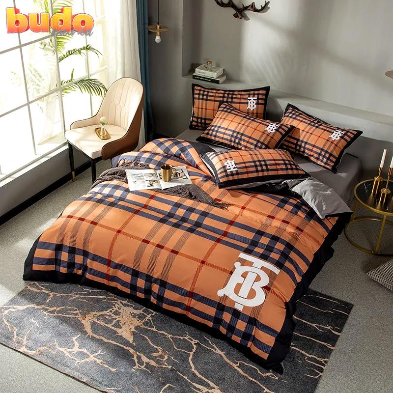 Burberry orange bedding set 3d printed bedding sets quilt sets duvet cover luxury brand bedding decor bedroom sets