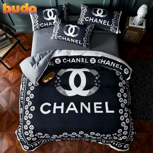 Chanel black bedding 3d printed bedding sets quilt sets duvet cover luxury brand bedding decor bedroom sets
