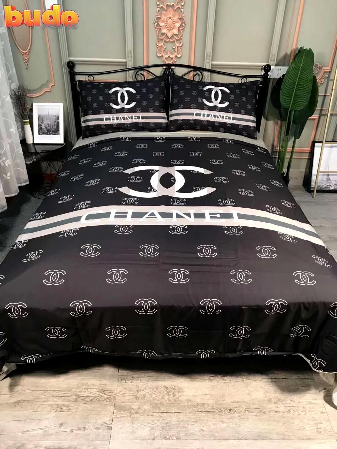 Chanel black new bedding 3d printed bedding sets quilt sets duvet cover luxury brand bedding decor bedroom sets