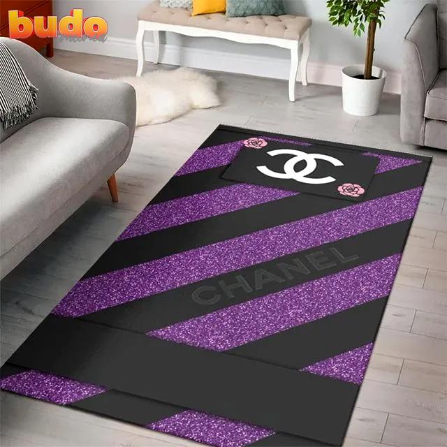 
                chanel black violet gradient luxury fashion luxury brand premium rug carpet home decor
            
