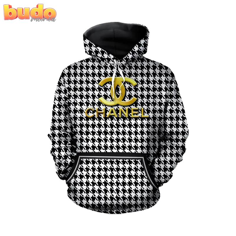 Chanel black white unisex hoodie for men women luxury brand clothing clothes outfit