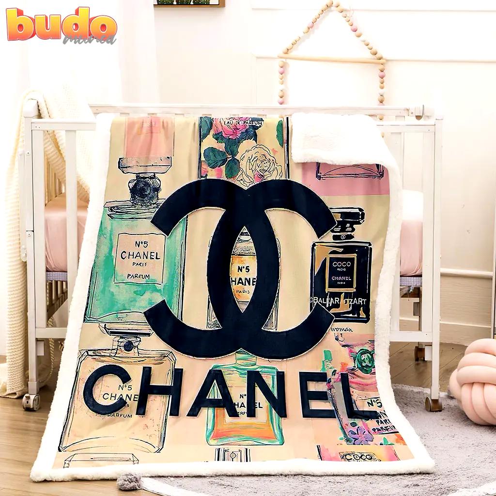 Chanel coco perfum luxury brand premium blanket fleece home decor