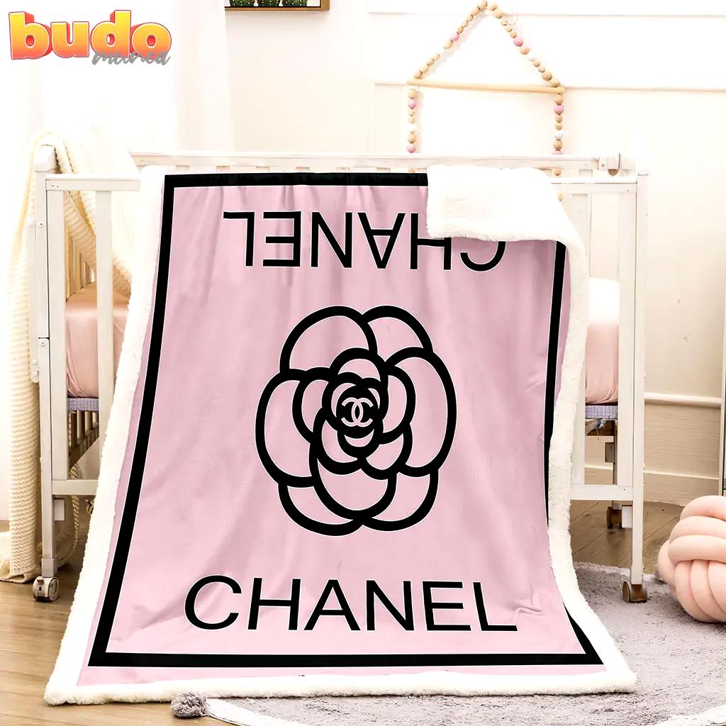 Chanel flower logo luxury brand premium blanket fleece home decor