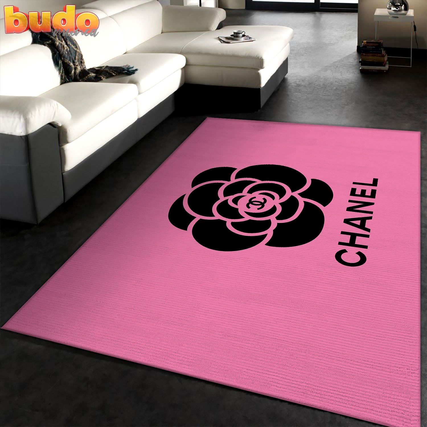 
                chanel flower pinky fashion luxury brand rug carpet home decor
            