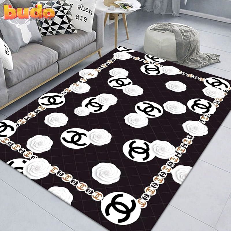 
                chanel flowers fashion luxury brand premium rug carpet home decor
            