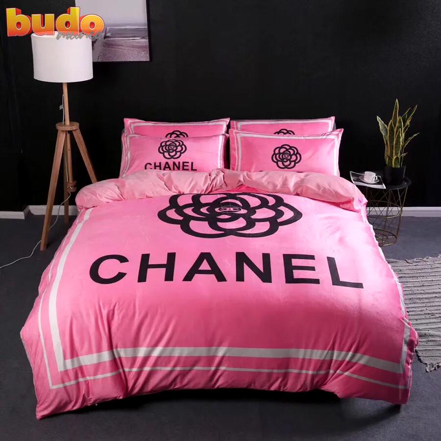Chanel pinky bedding 3d printed bedding sets quilt sets duvet cover luxury brand bedding decor bedroom sets