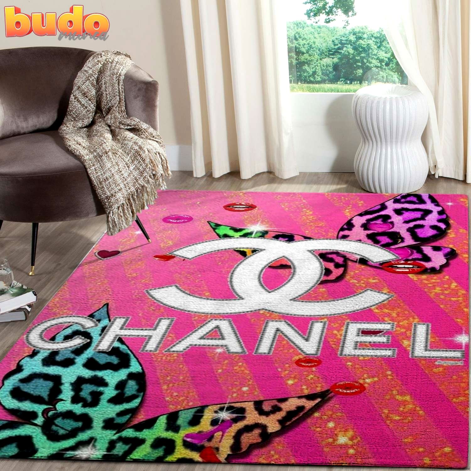 
                chanel pinky fashion luxury brand premium rug carpet home decor
            
