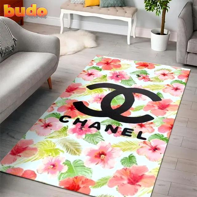 
                chanel pinky flowers luxury fashion luxury brand premium rug carpet home decor
            