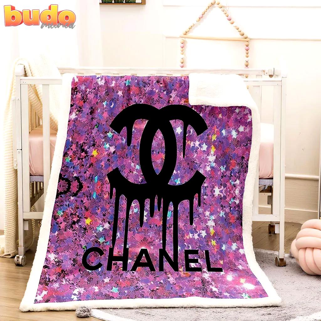 Chanel rainbow luxury brand premium blanket fleece home decor