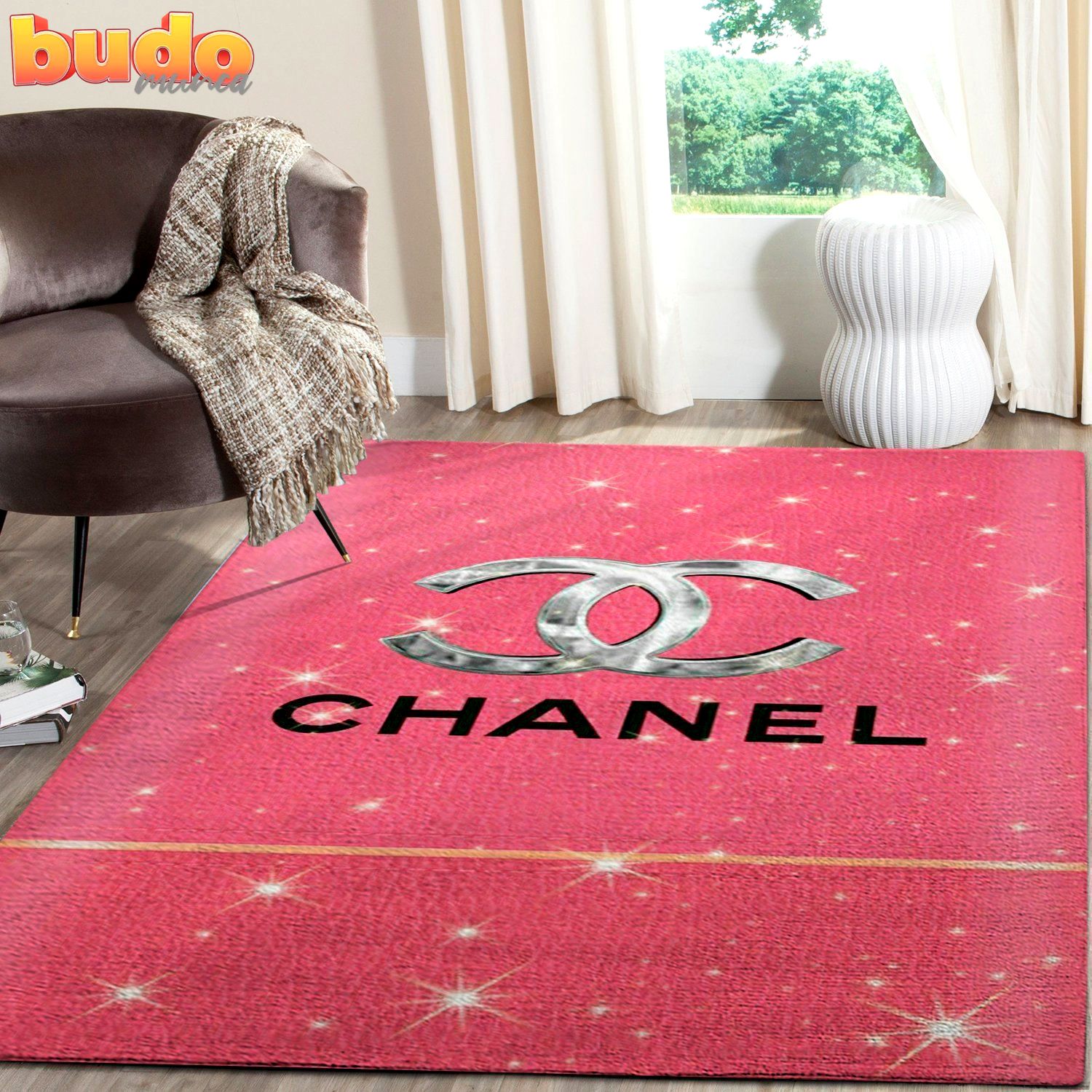 
                chanel twinkle pinky fashion luxury brand premium rug carpet home decor
            