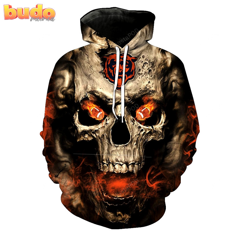 Chicago bears skull 3d hoodie style 3