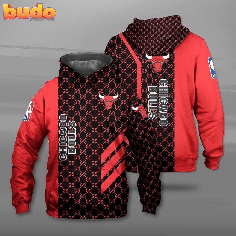 Chicago bulls gucci red men and women 3d full printing pullover hoodie
