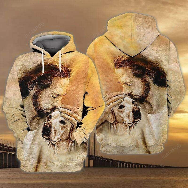 Christian jesus love labrador dog 3d all over printed hoodie, zip- up hoodie