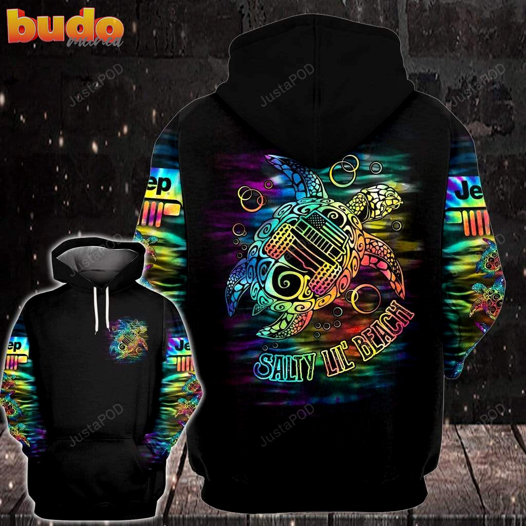 Colorful jeep girl love turtle salty lil’ beach 3d all print hoodie, zip- up hoodie