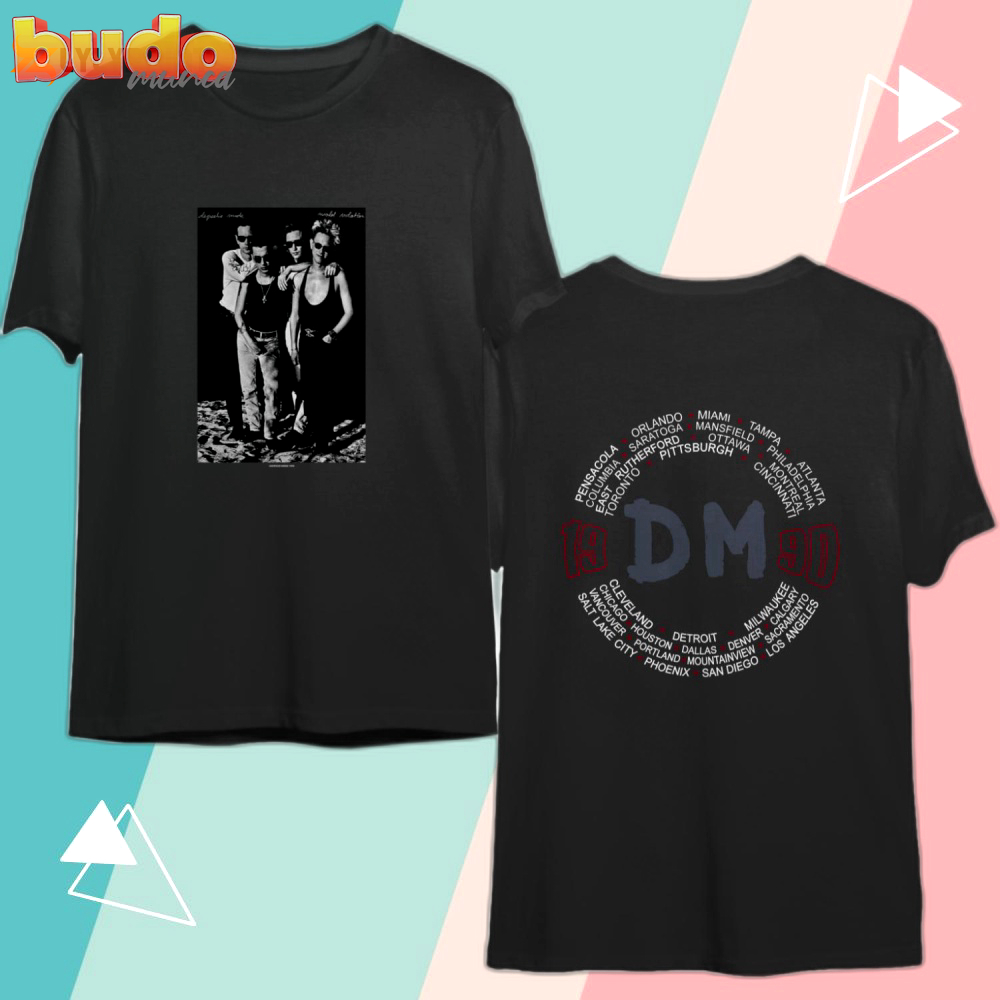 Depeche mode t-shirt, depeche mode world violation 1990 tour concert double sided shirt