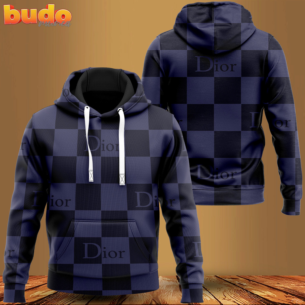 Dior navy black caro pattern fashion luxury brand premium hoodie for men women
